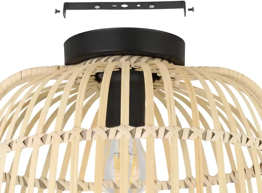 EGLO Plafondlamp GLYNEATH Plafondlamp in boho stijl natuur woonkamerlamp met E27 fitting (1 stuk) - Foto 5