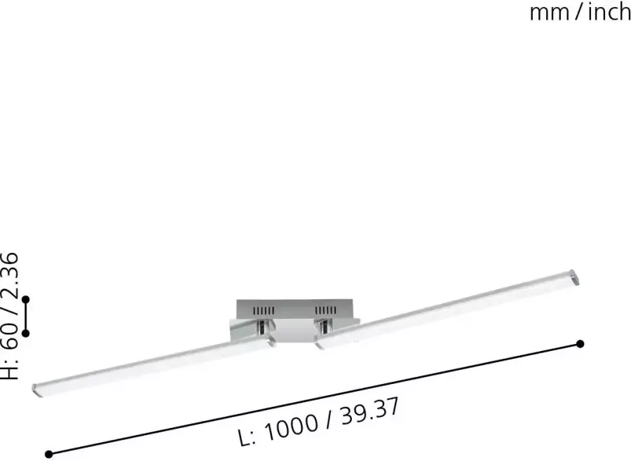 EGLO Lasana 2 Plafondlamp LED 100 cm Grijs Wit