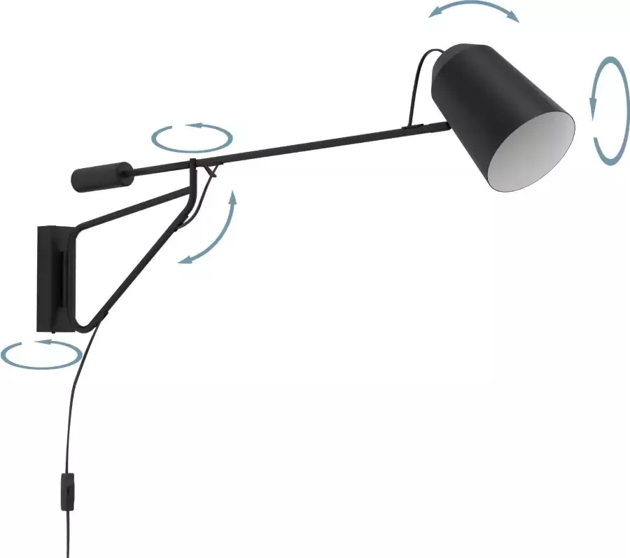 EGLO Loreto 1 Wandlamp E27 35 cm Zwart Wit - Foto 2