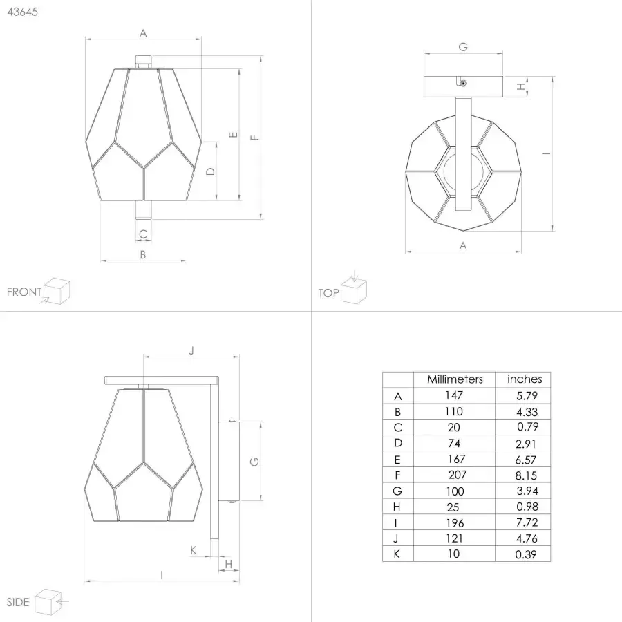 EGLO Mardyke Wandlamp E27 20 5 cm Zwart - Foto 1