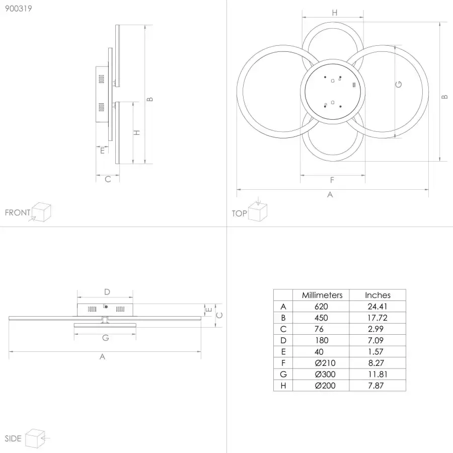 EGLO  connect.z Parrapos-Z Smart Plafondlamp - 61 5 cm - Zwart Wit - Instelbaar wit licht - Dimbaar - Zigbee - Foto 2