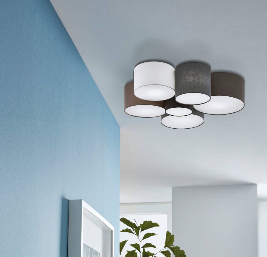 EGLO Plafondlamp PASTORE Textiel plafondlamp 6 fittingen E27 dimbaar stof slaapkamerlamp (1 stuk) - Foto 2