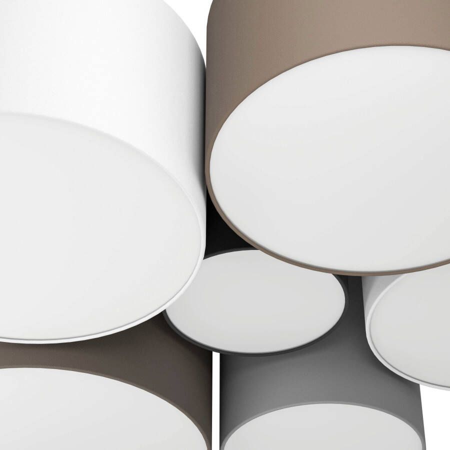 EGLO Plafondlamp PASTORE Textiel plafondlamp 6 fittingen E27 dimbaar stof slaapkamerlamp (1 stuk)