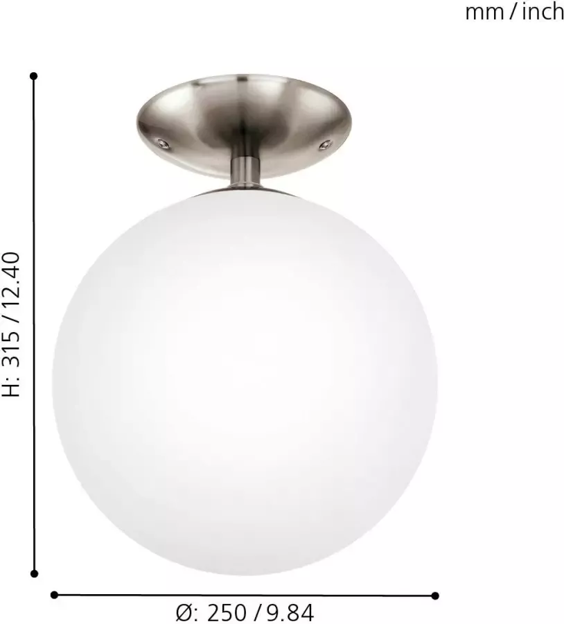 EGLO Plafondlamp RONDO Deckenlampe Stahl und Glas E27 IP20 Wohnzimmerlampe Lampe - Foto 3