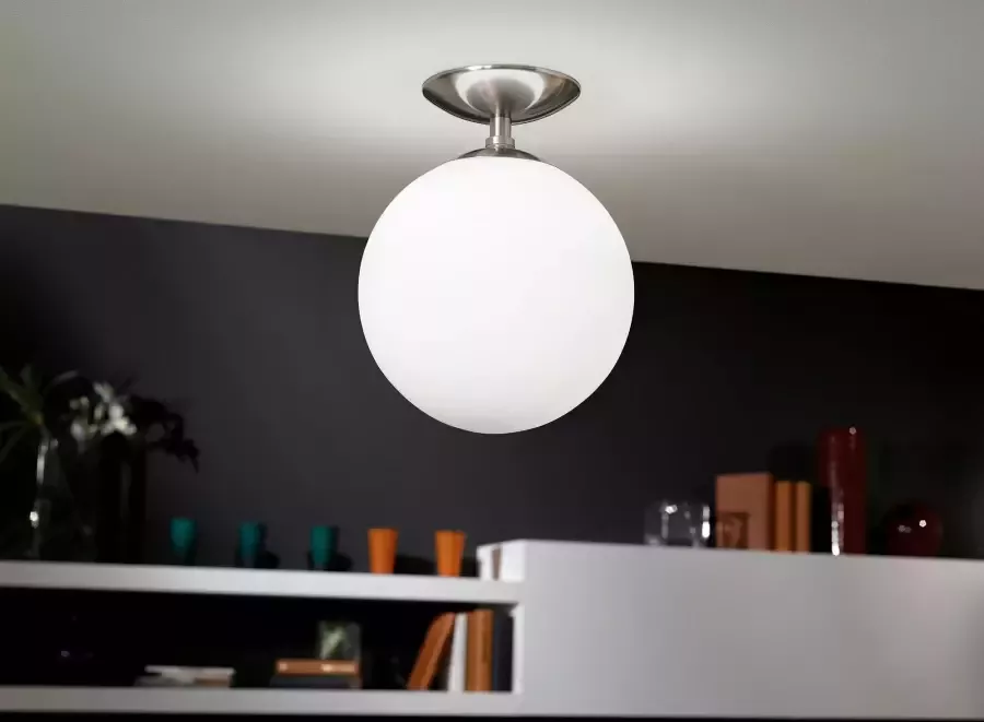 EGLO Plafondlamp RONDO Deckenlampe Stahl und Glas E27 IP20 Wohnzimmerlampe Lampe - Foto 5