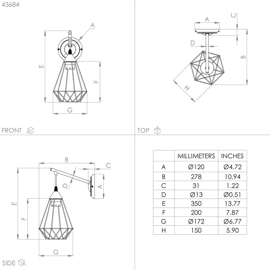 EGLO Plafondlamp TARBES (1 stuk)