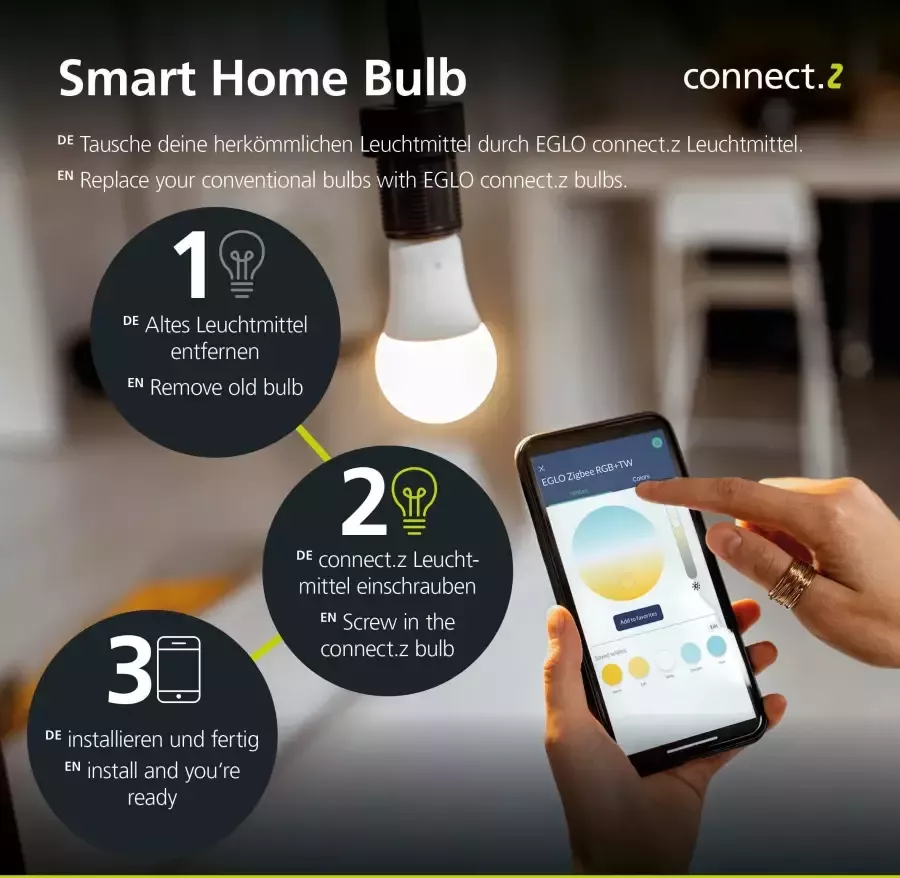 EGLO  connect.z Turcona-Z Smart Plafondlamp - Ø 45 cm - Wit - Instelbaar RGB & wit licht - Dimbaar - Zigbee - Foto 3