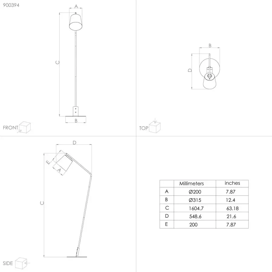 EGLO Oneda Vloerlamp E27 160 5 cm Zwart Wit - Foto 2