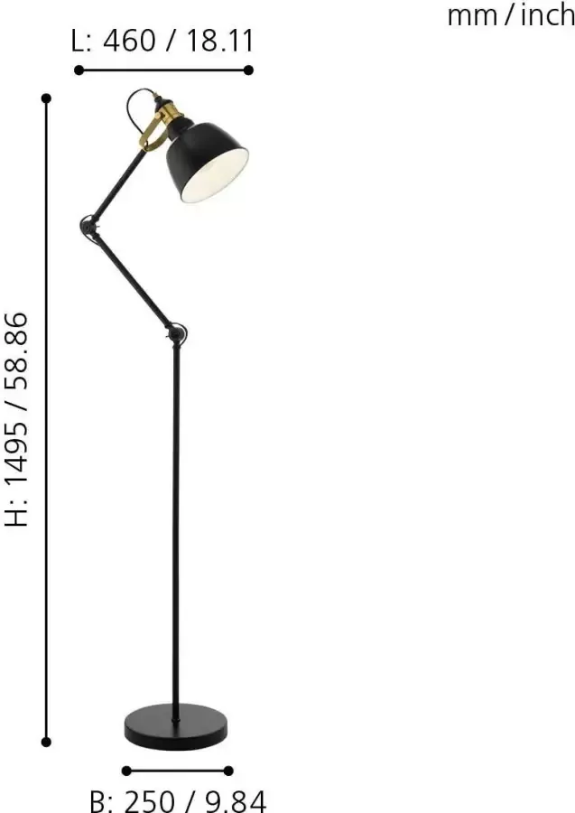 EGLO Thornford Vloerlamp E27 149 5 cm Zwart