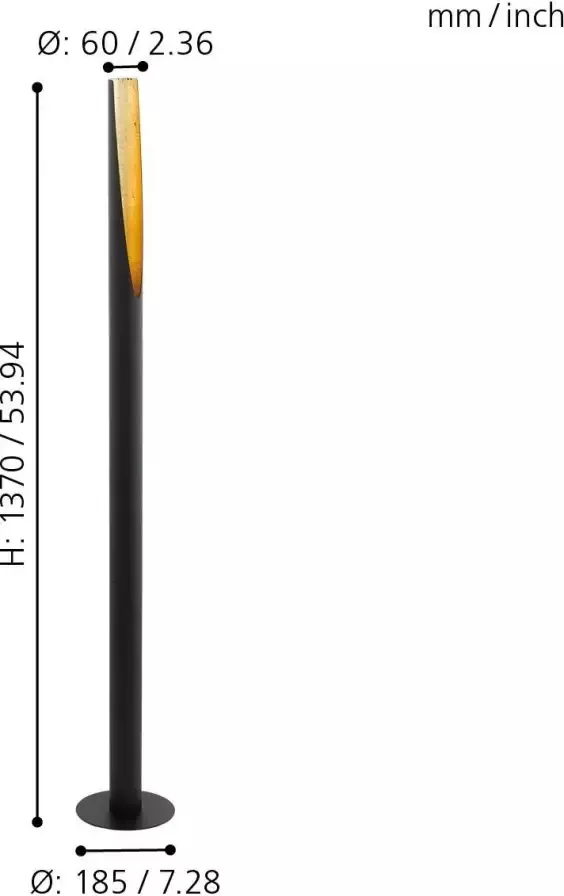 EGLO Staande ledlamp BARBOTTO zwart goud ø6 x h137 cm inclusief 1x gu10 (elk 4 5w) warmwit - Foto 4