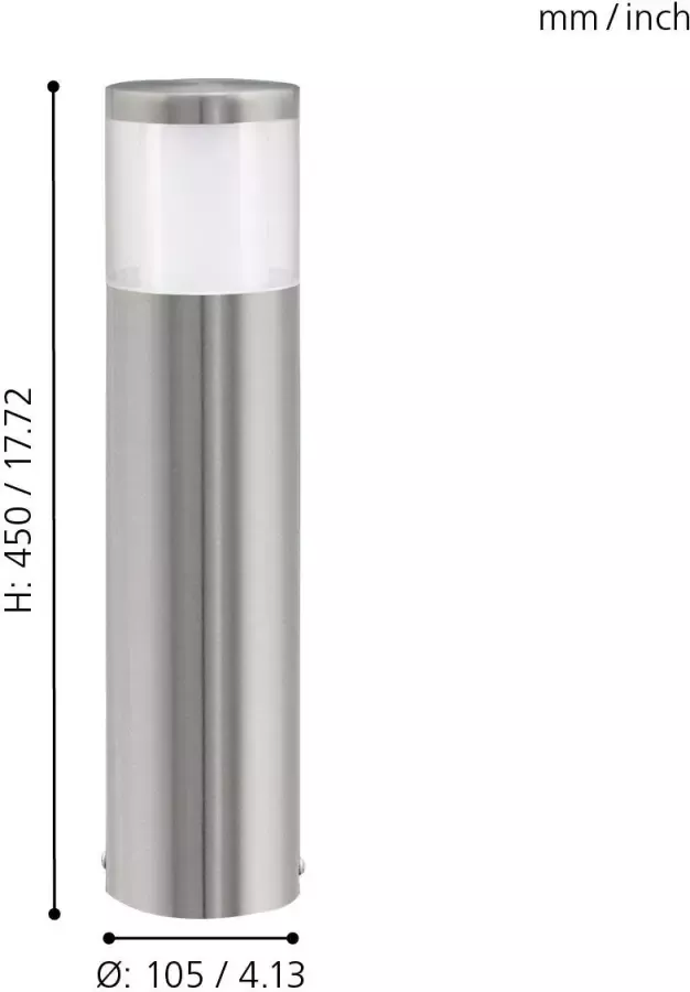 EGLO  Basalgo 1 - Buitenverlichting - Led Tuinpaaltje - 1 Lichts - LED - RVS - Wit - Foto 3