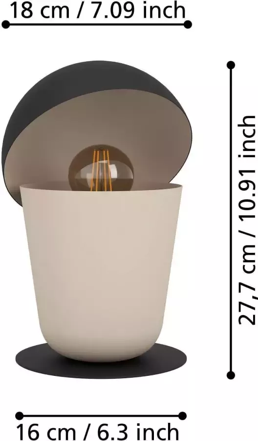 EGLO BATABANO Tafellamp E27 18.0 cm Zwart;Zand - Foto 3