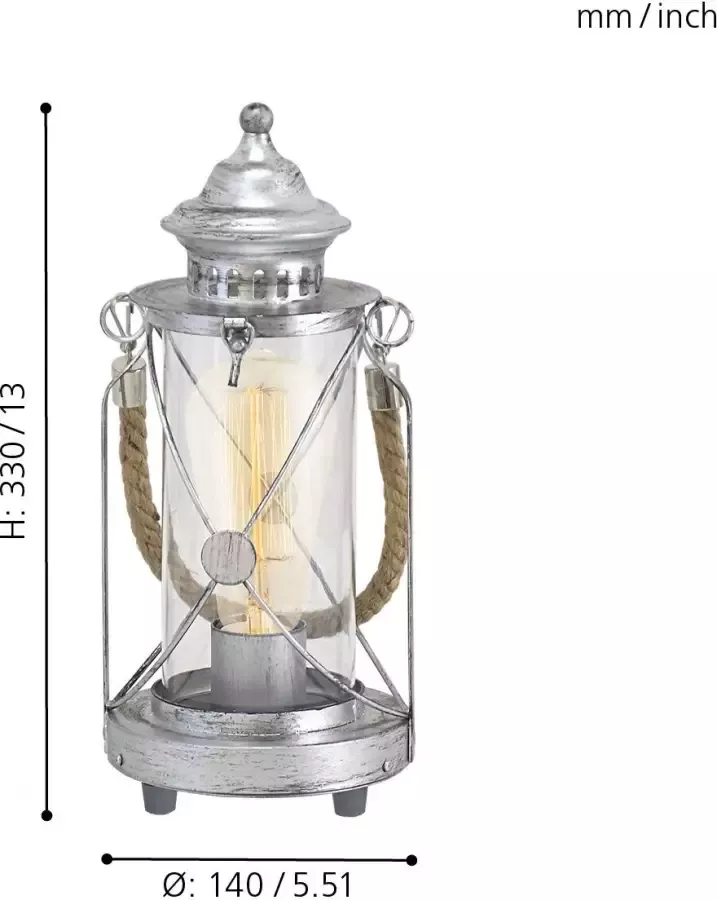EGLO Bradford Tafellamp E27 33 cm Zilver-Antiek