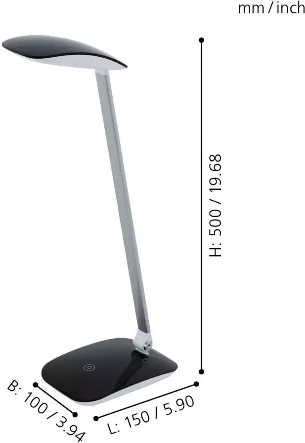 EGLO Cajero Tafellamp LED 50 cm Zwart Dimbaar - Foto 4