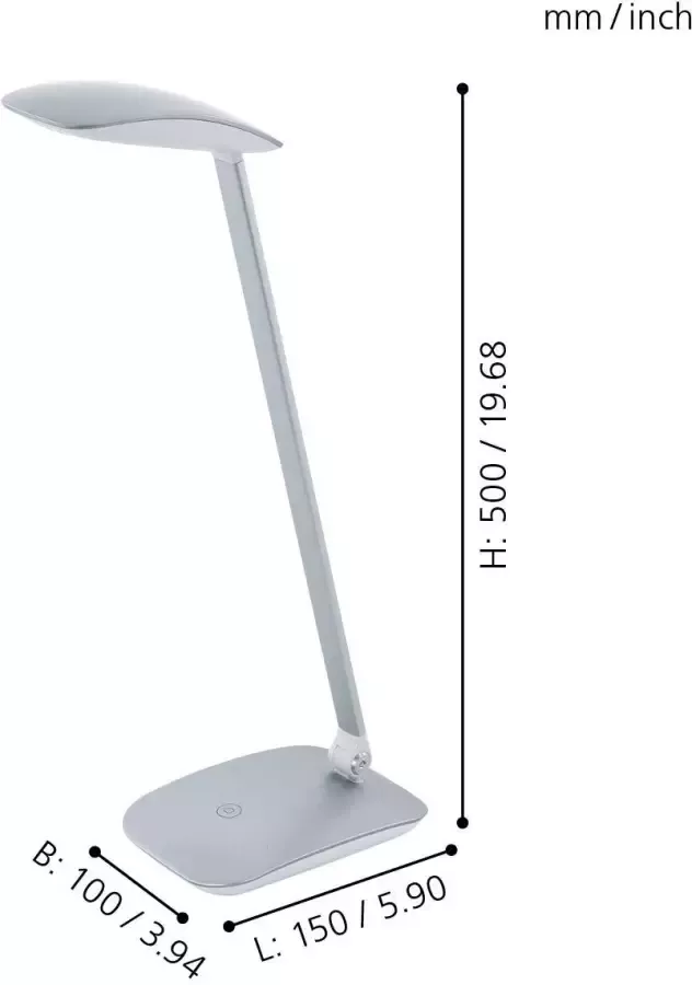 EGLO Cajero Tafellamp LED 50 cm Zilver Dimbaar - Foto 3