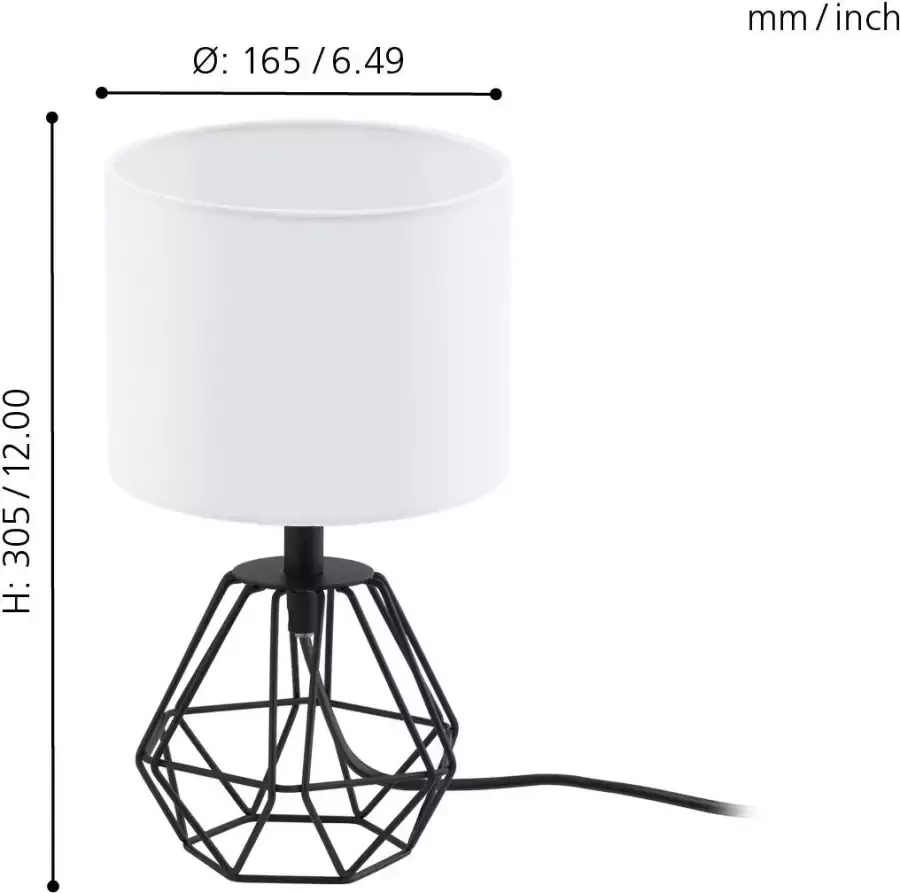 EGLO tafellamp Carlton 2 zwart wit Ø16 cm Leen Bakker - Foto 2