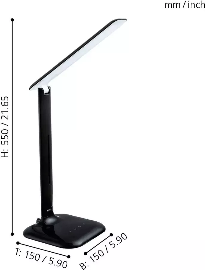 EGLO Caupo Tafellamp LED 32 cm Zwart Dimbaar - Foto 2