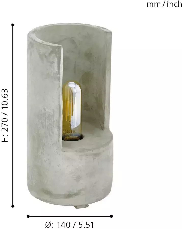 EGLO tafellamp Lynton 27 cm betonkleur Leen Bakker - Foto 3