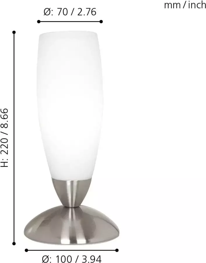 EGLO Slim Tafellamp E14 Staal;Glas Wit:Grijs - Foto 1