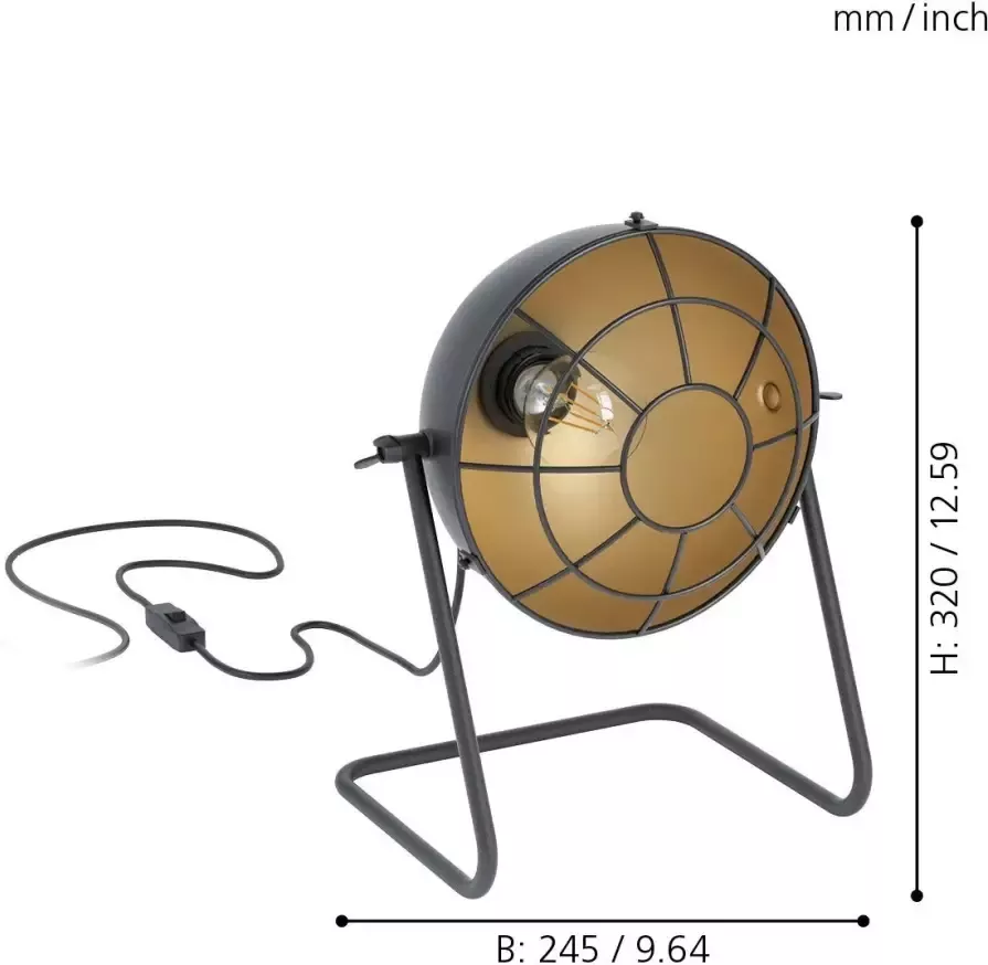 EGLO tafellamp Treburley zwart goud Leen Bakker - Foto 2