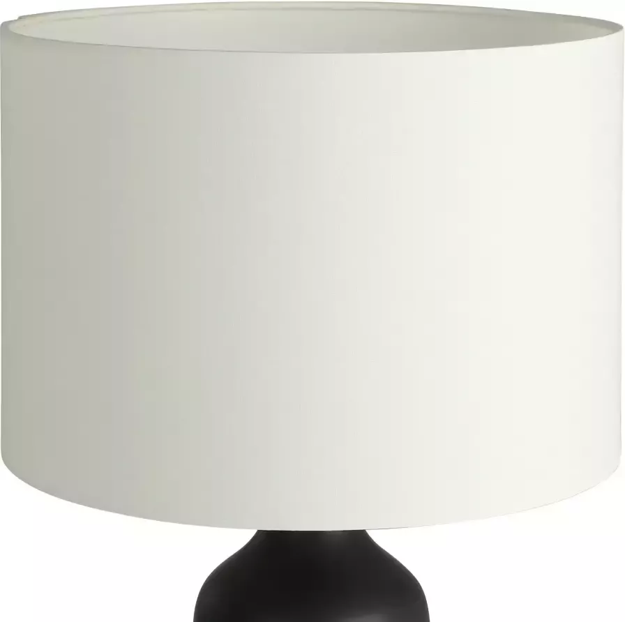 EGLO Vinoza tafellamp E27(excl) hoogwaardig keramiek stoffen kap Zwart Wit - Foto 2