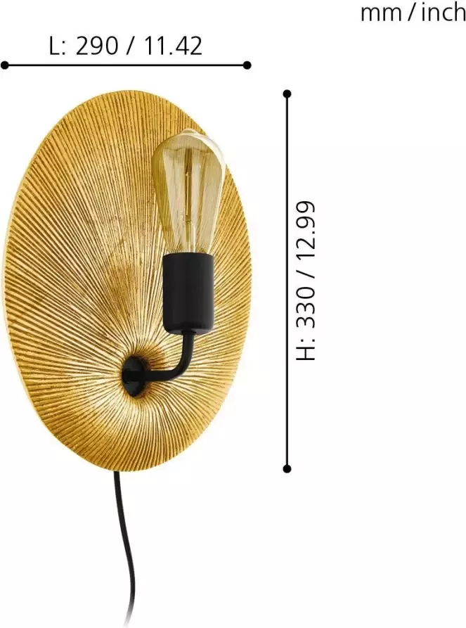 EGLO  Gascueria Wandlamp - 1 lichts - Ø30cm. - E27 - goud zwart