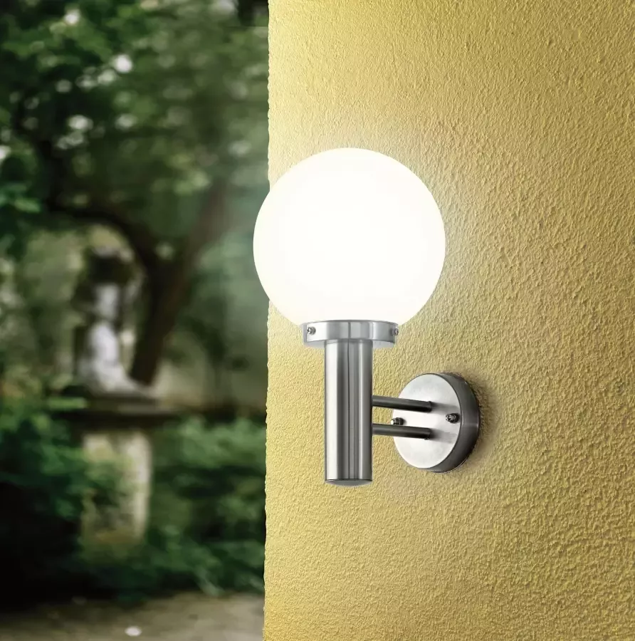 EGLO Nisia Buitenverlichting Wandlamp 1 Lichts RVS Wit - Foto 1