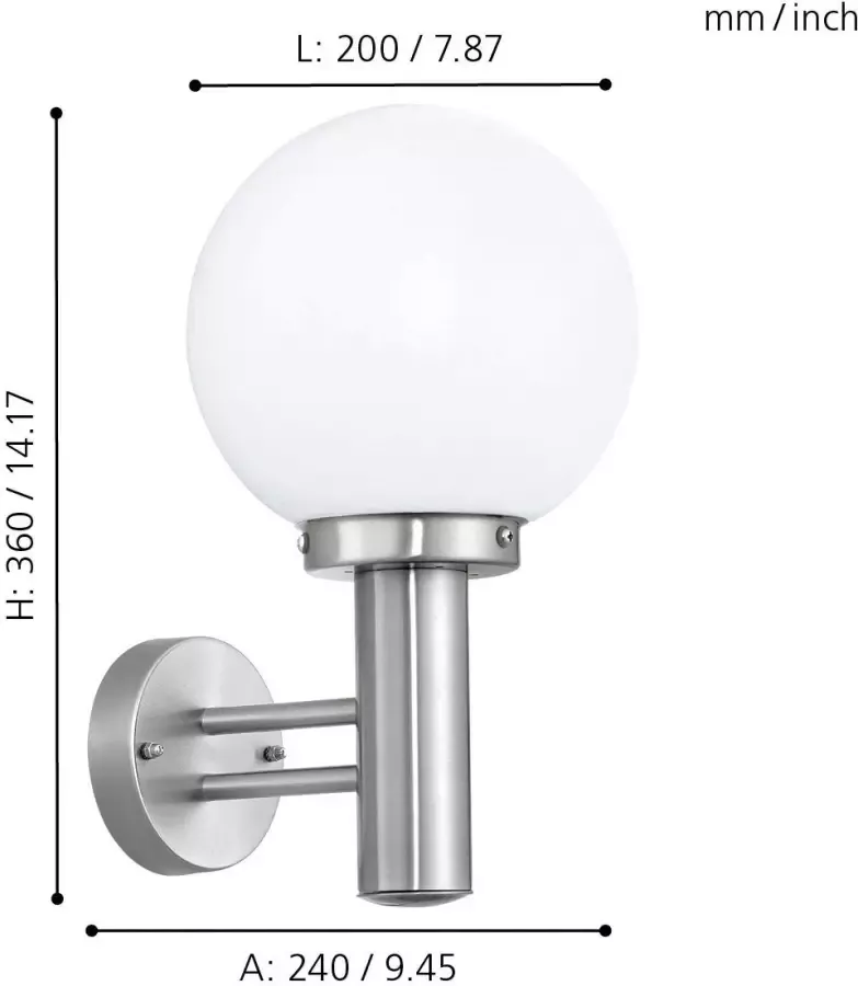 EGLO Nisia Buitenverlichting Wandlamp 1 Lichts RVS Wit - Foto 3