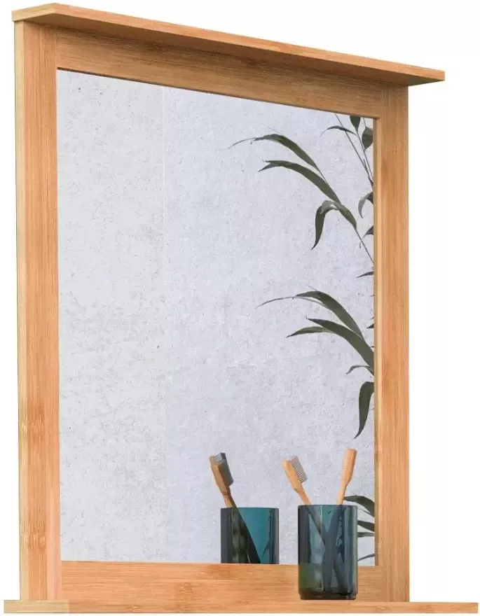 Eisl Badspiegel Bamboe met planchet aanhoudende badkamermeubel bamboe - Foto 2