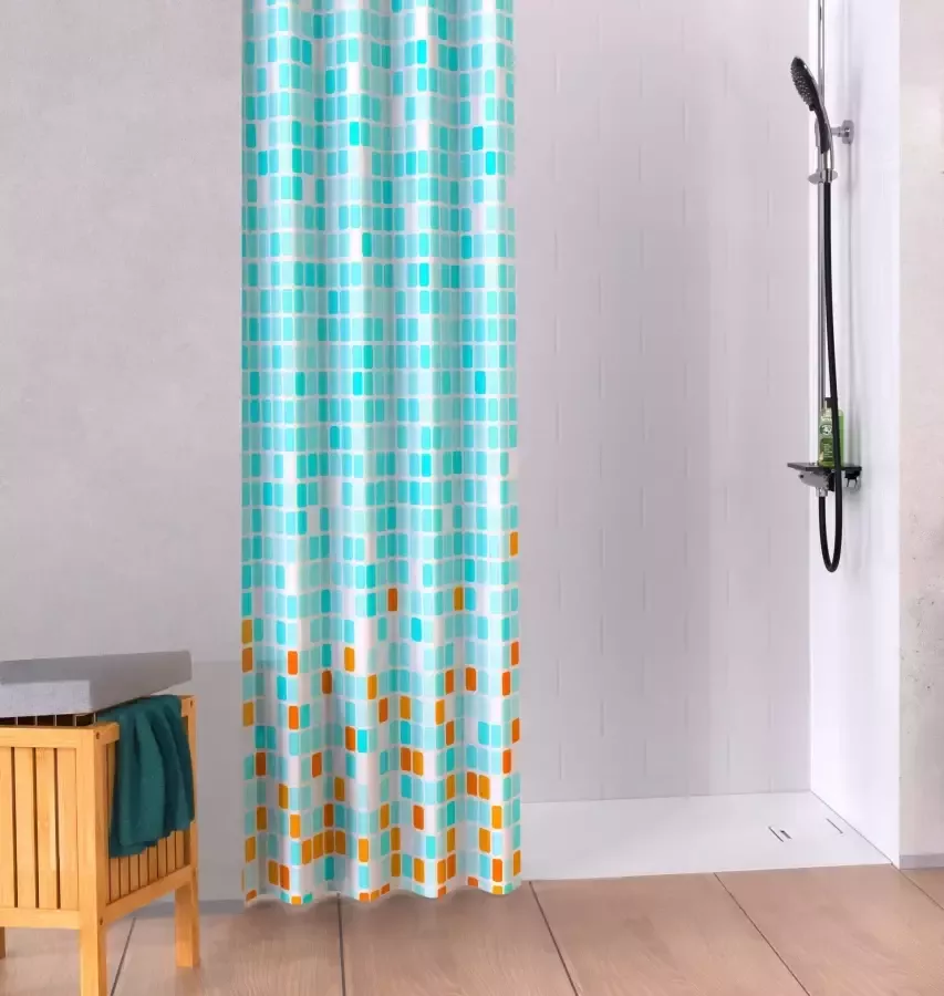 Eisl Douchegordijn Mozaïek grijs wasbaar anti-schimmel gordijn (hoogte 200 cm) grijs mozaïek-design