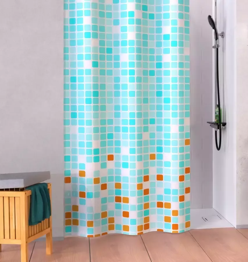 Eisl Douchegordijn Mozaïek grijs wasbaar anti-schimmel gordijn (hoogte 200 cm) grijs mozaïek-design - Foto 2