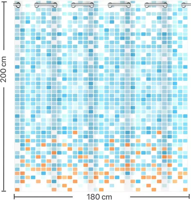 Eisl Douchegordijn Mozaïek grijs wasbaar anti-schimmel gordijn (hoogte 200 cm) grijs mozaïek-design - Foto 4