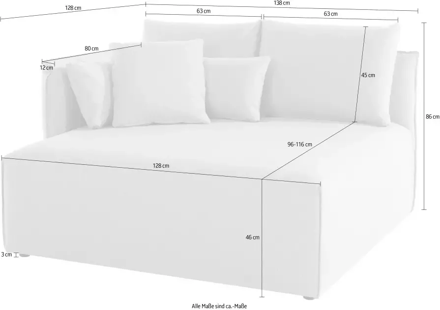 Andas Ottomane Nöre korte lounge-module zelf samenstellen breedte 138 cm diepte 128 cm - Foto 2