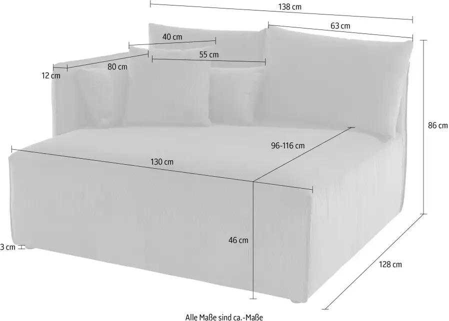 Andas Ottomane Nöre korte lounge-module zelf samenstellen breedte 138 cm diepte 128 cm - Foto 1