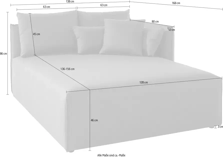 Andas Ottomane Nöre Lounge-module om zelf samen te stellen breedte 138 cm diepte 168 cm - Foto 1