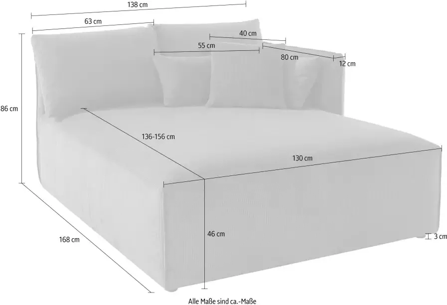 Andas Ottomane Nöre Lounge-module om zelf samen te stellen breedte 138 cm diepte 168 cm - Foto 2