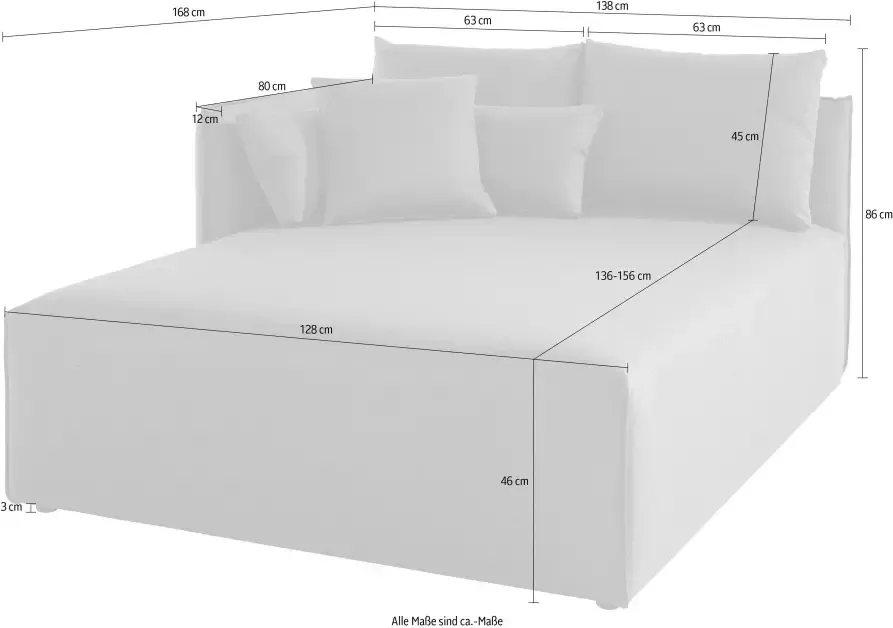 Andas Ottomane Nöre Lounge-module om zelf samen te stellen breedte 138 cm diepte 168 cm - Foto 1