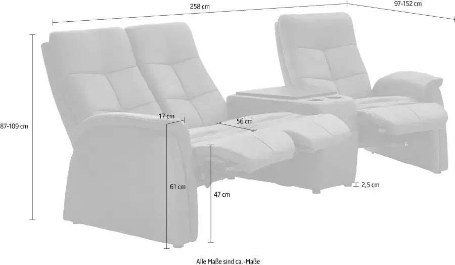 Exxpo sofa fashion 3-zitsbank Tivoli bioscoopsofa met relaxfunctie met bijzettafel en opbergruimte - Foto 2