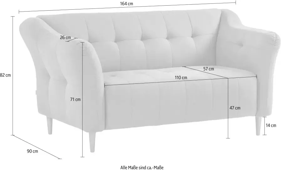 Exxpo sofa fashion 2-zitsbank Soraya met houten poten vrij plaatsbaar
