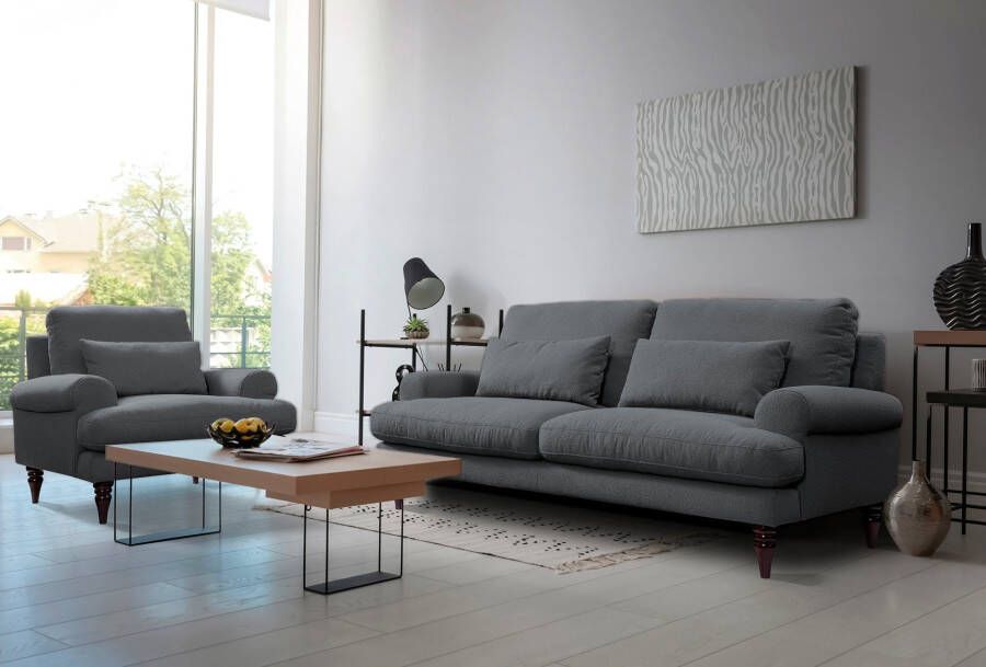 Exxpo sofa fashion 3-zitsbank inclusief schuimstof-vlokkenvulling houten poten en sierkussens - Foto 3