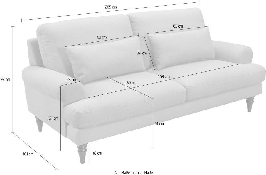 Exxpo sofa fashion 3-zitsbank inclusief schuimstof-vlokkenvulling houten poten en sierkussens - Foto 3