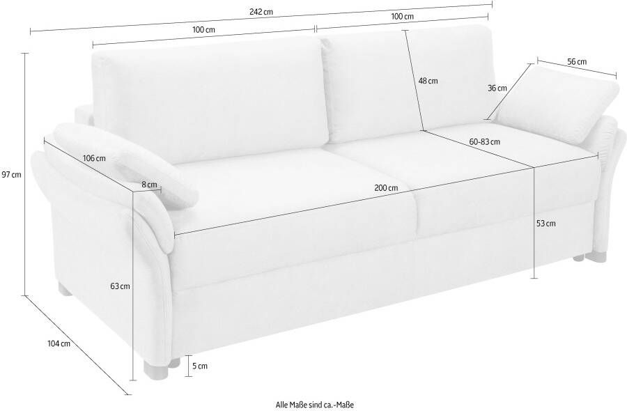 Exxpo sofa fashion 3-zitsbank incl. boxspring binnenvering slaapbank functie en bedbox - Foto 3