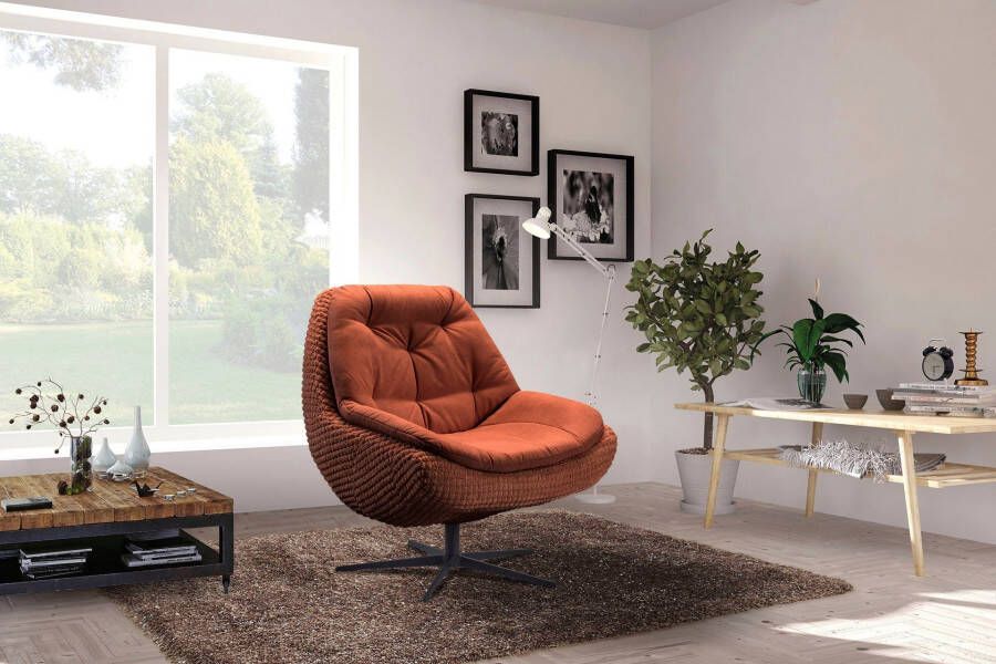 Exxpo sofa fashion Draaibare fauteuil Comfortabel gestoffeerde draaifauteuil met elegante metalen stervormige voet - Foto 6