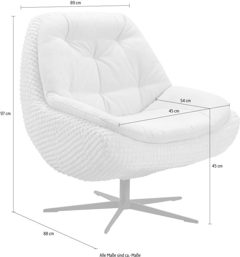 Exxpo sofa fashion Draaibare fauteuil Comfortabel gestoffeerde draaifauteuil met elegante metalen stervormige voet - Foto 2