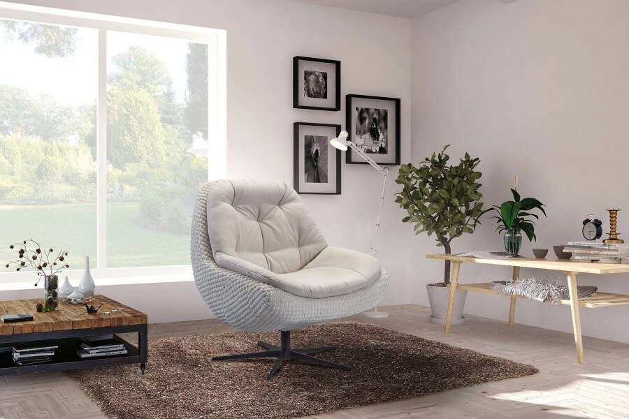 Exxpo sofa fashion Draaibare fauteuil Comfortabel gestoffeerde draaifauteuil met elegante metalen stervormige voet - Foto 6