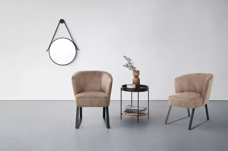 Exxpo sofa fashion Fauteuil Americano loungestoel met bies en metalen poten verschillende typen bekleding 1 stuk - Foto 8
