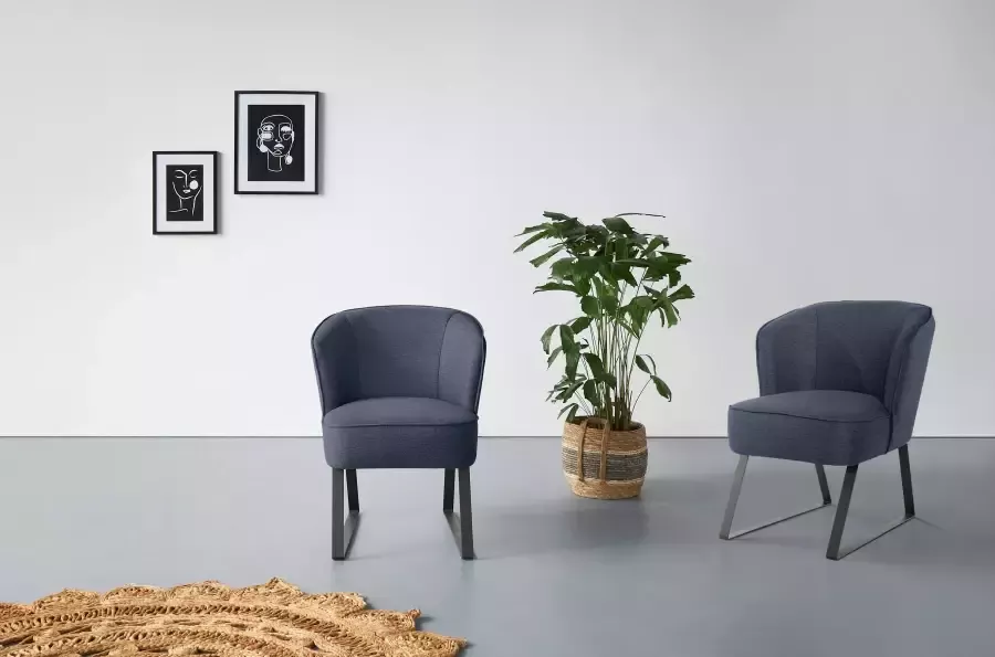 Exxpo sofa fashion Fauteuil Americano loungestoel met bies en metalen poten verschillende typen bekleding 1 stuk - Foto 6