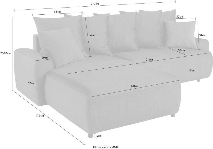Exxpo sofa fashion Hoekbank Game L-Form inclusief slaapbank functie bedbox en sier- en rugkussens - Foto 2