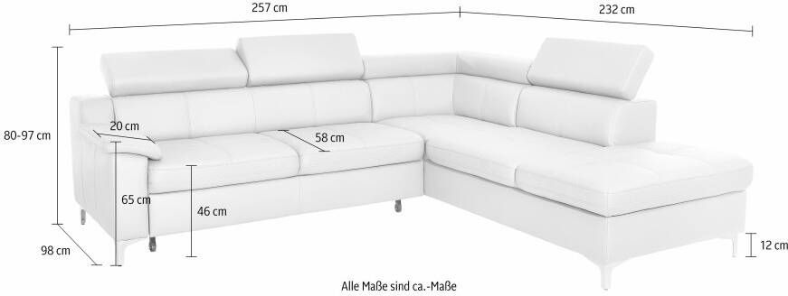 Exxpo sofa fashion Hoekbank Florenz L-vorm met verstelbare hoofdsteun naar keuze met slaapfunctie - Foto 1