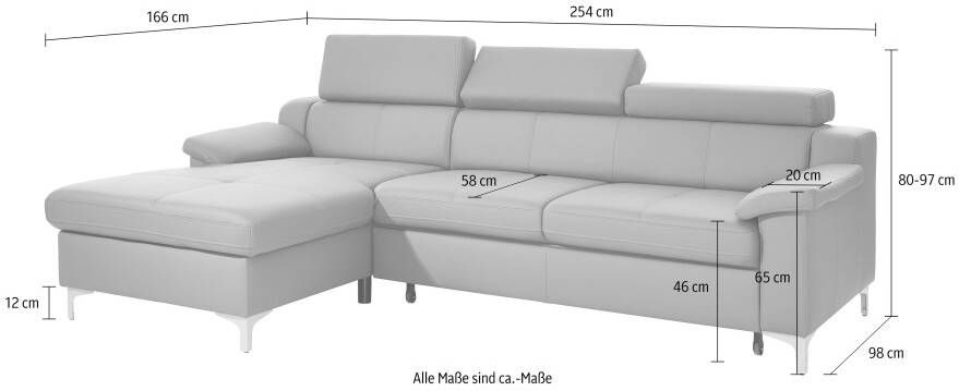 Exxpo sofa fashion Hoekbank Florenz L-vorm met verstelbare hoofdsteun naar keuze met slaapfunctie - Foto 1